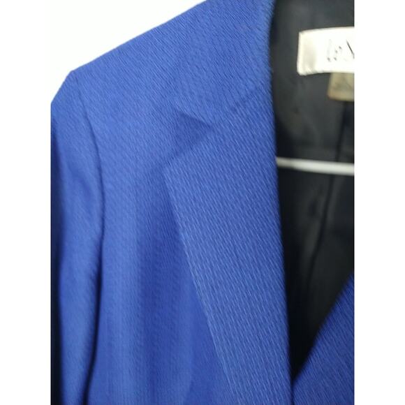 Le Suit Woman 8 Blazer Blue Black Lined Three Button Prof Career Core - Picture 4 of 12